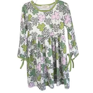 Marie Nicole Lucky Pink & Green Clovers Dress - Size Girls Large (4Y)